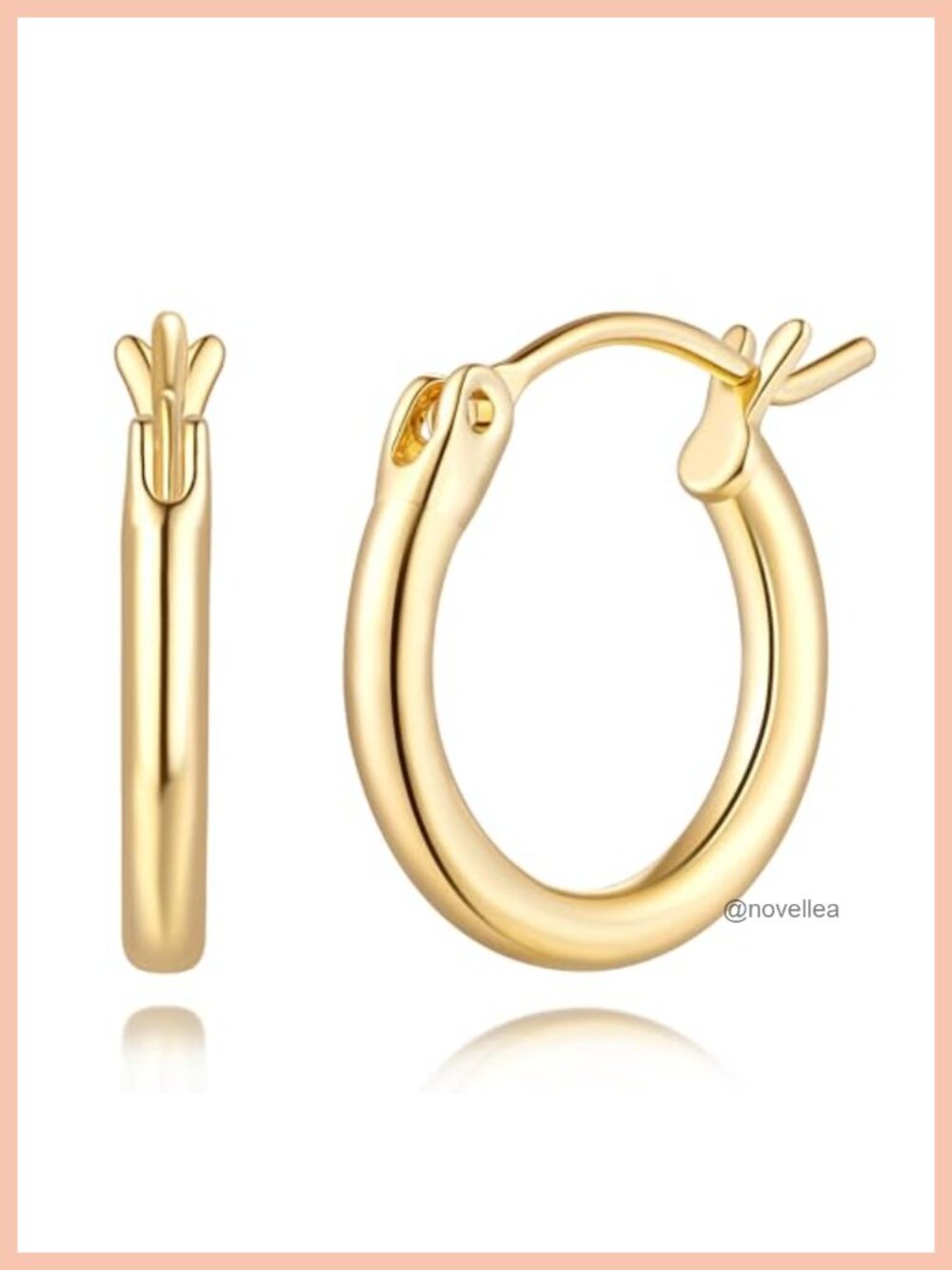 14K Gold Plated Hoop Earrings for Women Classic Round Hoops 12mm-70mm